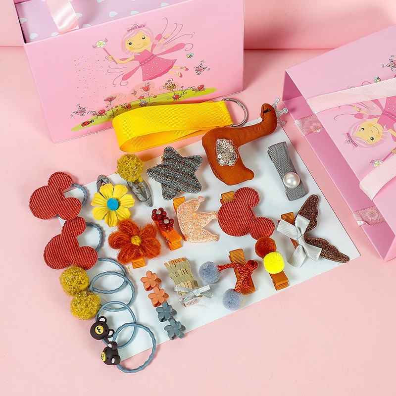 Set phụ kiện kiểu Hàn Quốc 18 chi tiết buộc tóc công chúa, kẹp nơ óng ánh cho bé gái điệu đà shopNEM (không kèm hộp)