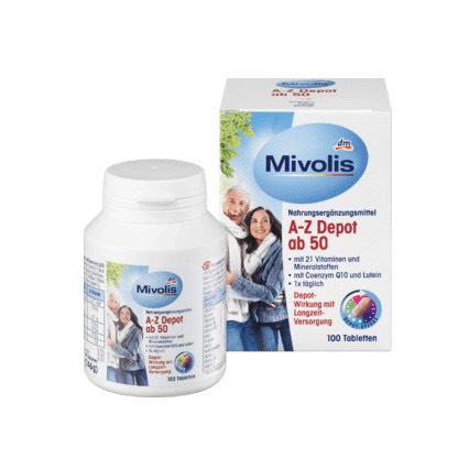 Vitamin tổng hợp ⚡ CAO CẤP ⚡ Viên uống bổ sung vitamin tổng hợp Mivolis A Z Depot Đức cho người trên 50 tuổi hộp 100V
