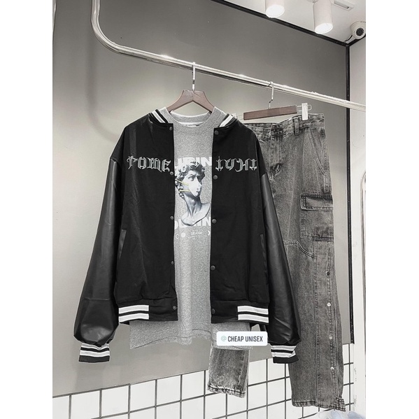 ÁO BOMBER TAY DA VÒNG TRÒN 2 MÀU