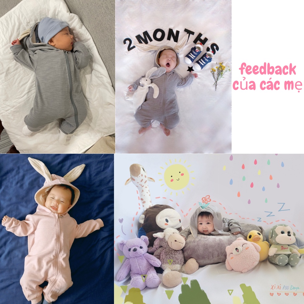 Áo body tai thỏ dài tay cho bé trai bé gái Hàng Quảng châu xuất Nhật siêu xinh