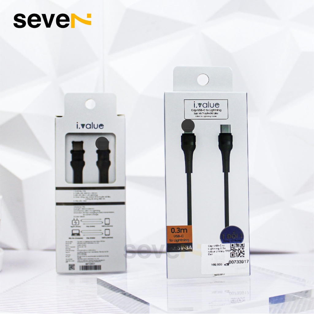 Cáp sạc nhanh I.value 0.3M cho IP