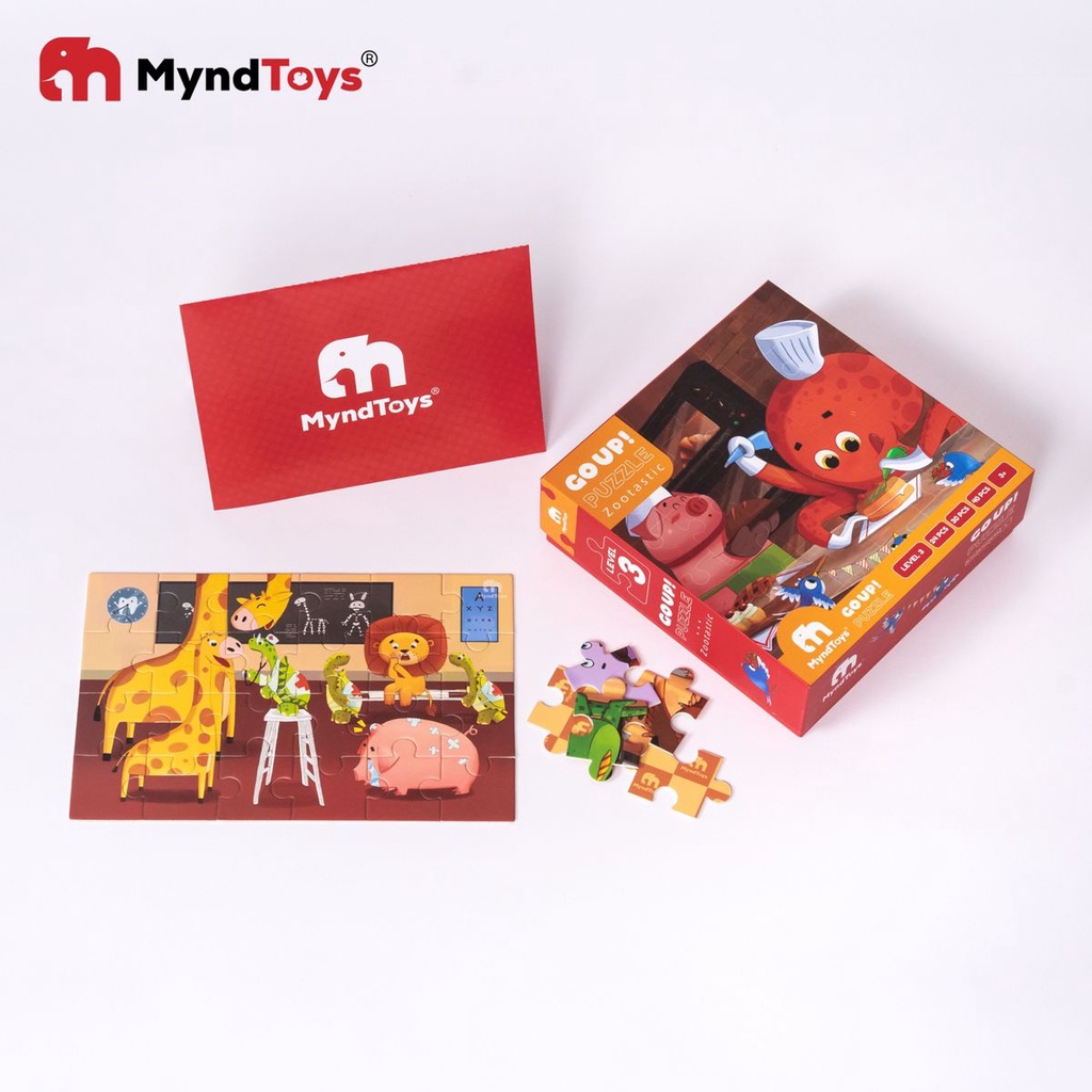 Đồ chơi xếp hình Myndtoys Go Up! Puzzle Level 3 - ZooMania và Zootastic dành cho các bé trên 3 tuổi