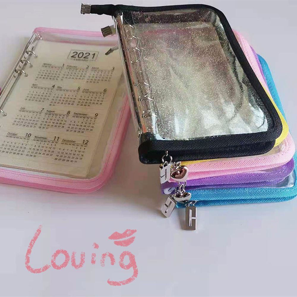 Korea Ins Shiny Transparent A5 A6 6-hole Zipper Binder K-pop Idol Lomo Photo Card Album Postcard Personal Collection DIY Life Diary Diary Dairy Binder Bookshelf