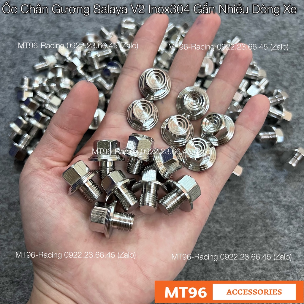 Ốc Chân Kính Salaya V2 Gắn Nhiều Dòng Xe Chuẩn Inox304 Siêu Bóng