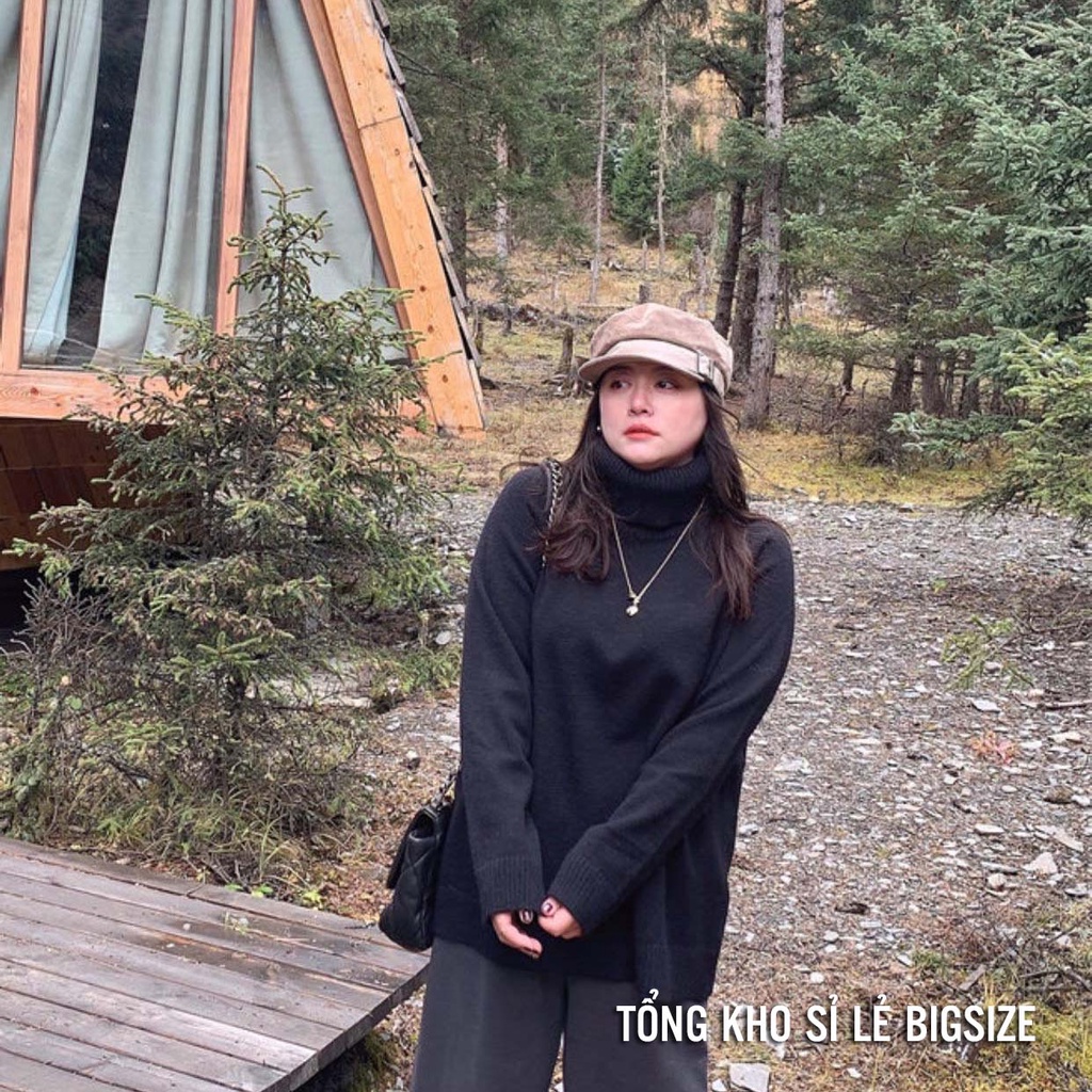 Áo len cổ lọ freesize v1 115cm chất dày dặn