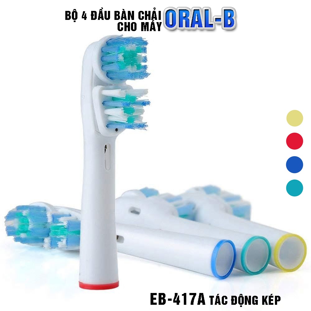 Set bộ 4 đầu bàn chải đánh răng điện máy Oral B Braun Vitality SB, bàn chải lông mềm Minh House