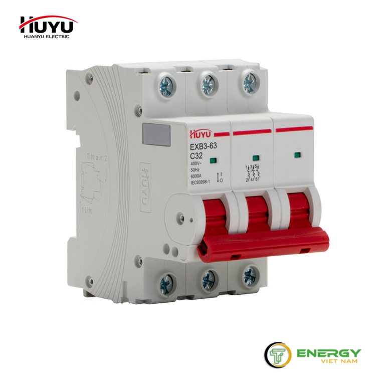 Áp Tô Mát HUYU AC DZ47N-63 3P C6A-C63A