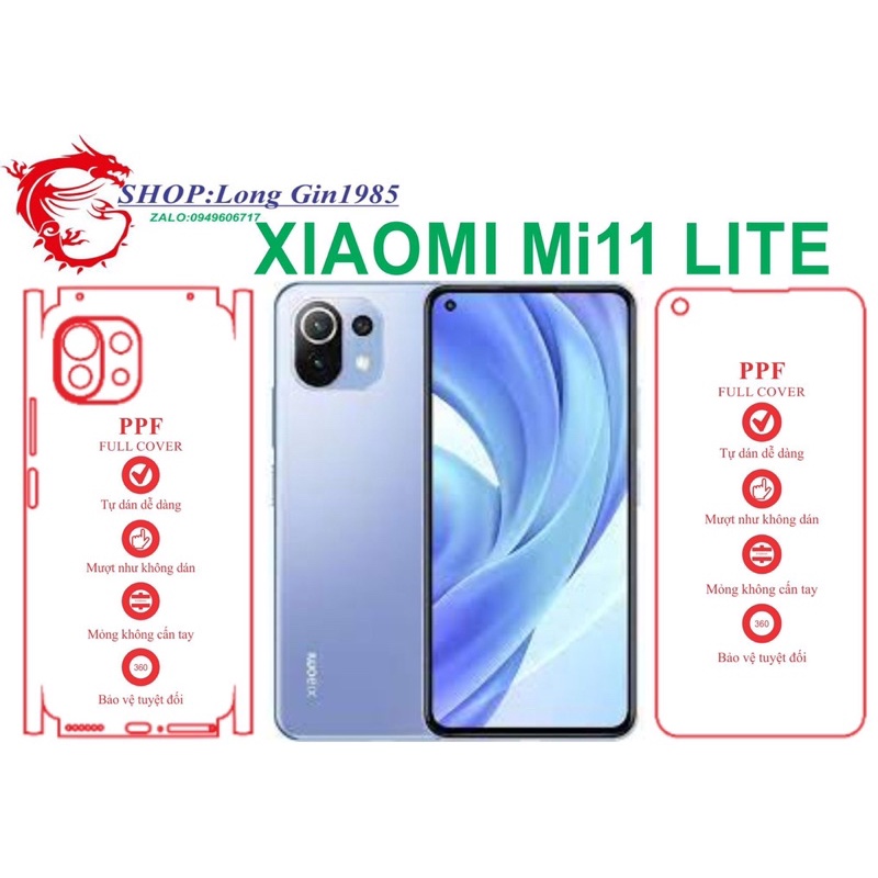 Xiaomi Mi 11 Lite miếng dán trong Ppf mặt sau và mặt trước chống va đập chống trầy xước