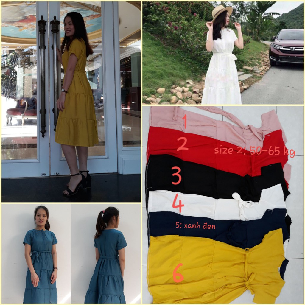 Đầm tầng xòe nơ eo xinh xắn