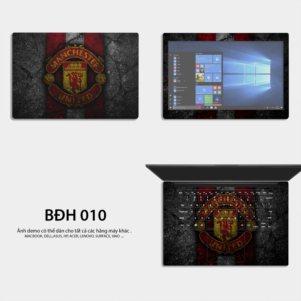 Bộ skin dán laptop mẫu Logo MU / Có mẫu decal dán cho tất cả các hãng máy tính