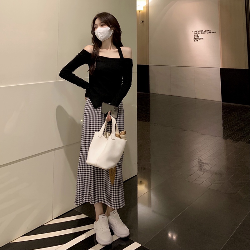 Áo thun nữ dáng ôm dài tay 2021, áo hở vai kiểu hotgirl ngọt ngào chất nỉ thời trang hàn quốc