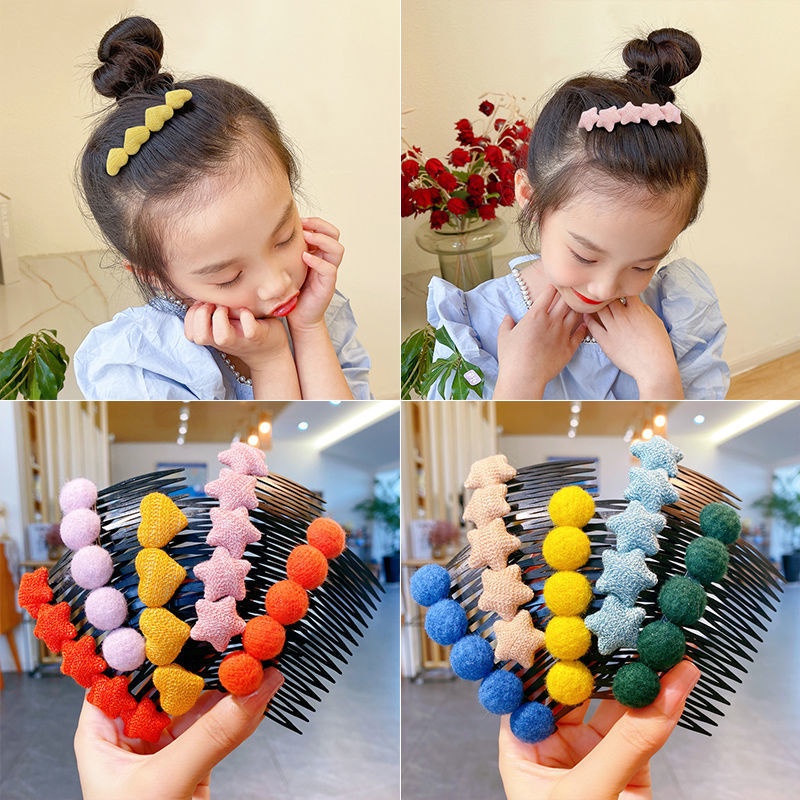 Kẹp Tóc Thiết Kế Hình Trái Tim Nhồi Bông Dễ Thương Dành Cho Trẻ Nhỏ