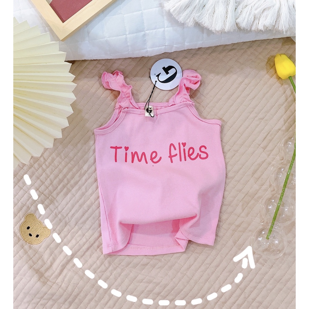 Lyvyshop - (Hàng đẹp) Áo dây thun gân nhún bèo dây siêu dễ thương cho bé từ 08-26kg