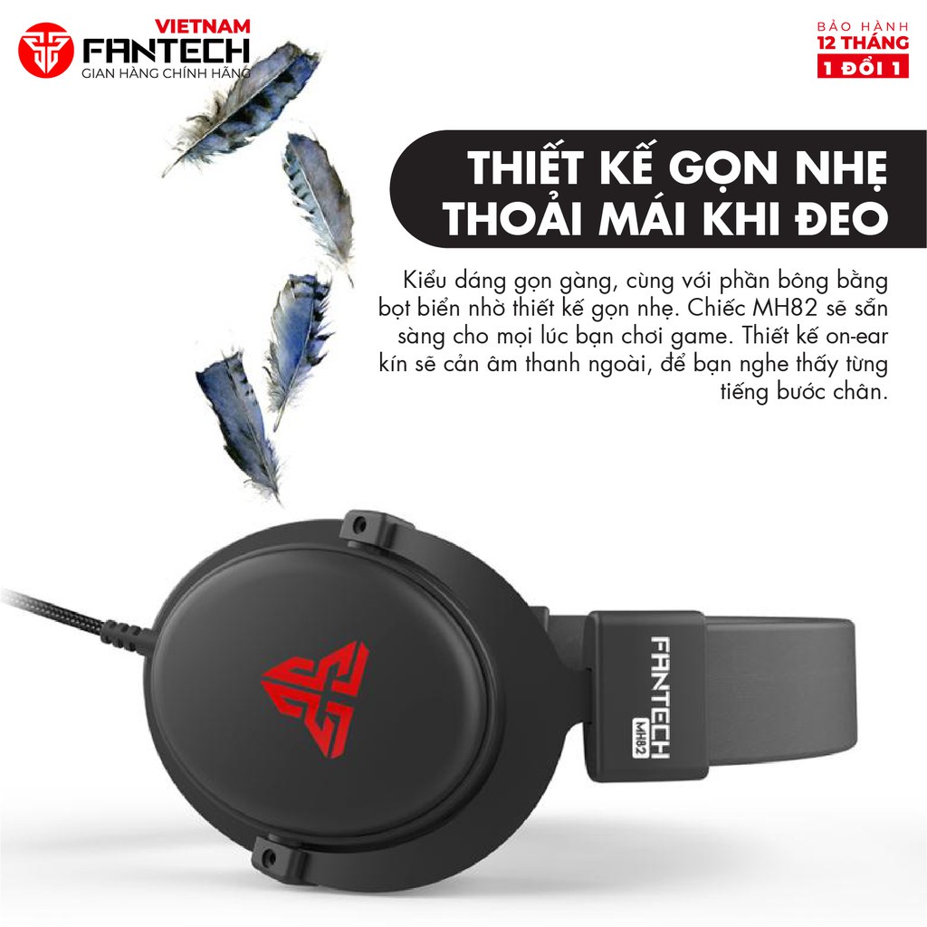 Tai Nghe Gaming Đa Nền Tảng FANTECH MH82 ECHO Hỗ Trợ Mic Rời-Phân Phối Chính Hãng