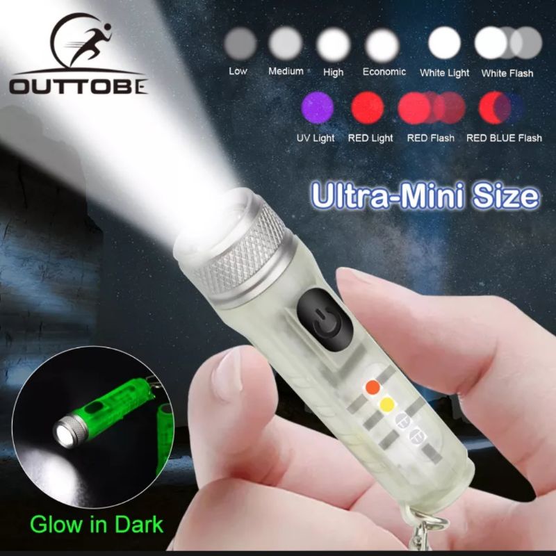 Đèn pin móc khoá M300 - led SST20/LH351D - led UV, trắng, đỏ, chớp - đuôi nam châm, sạc type C