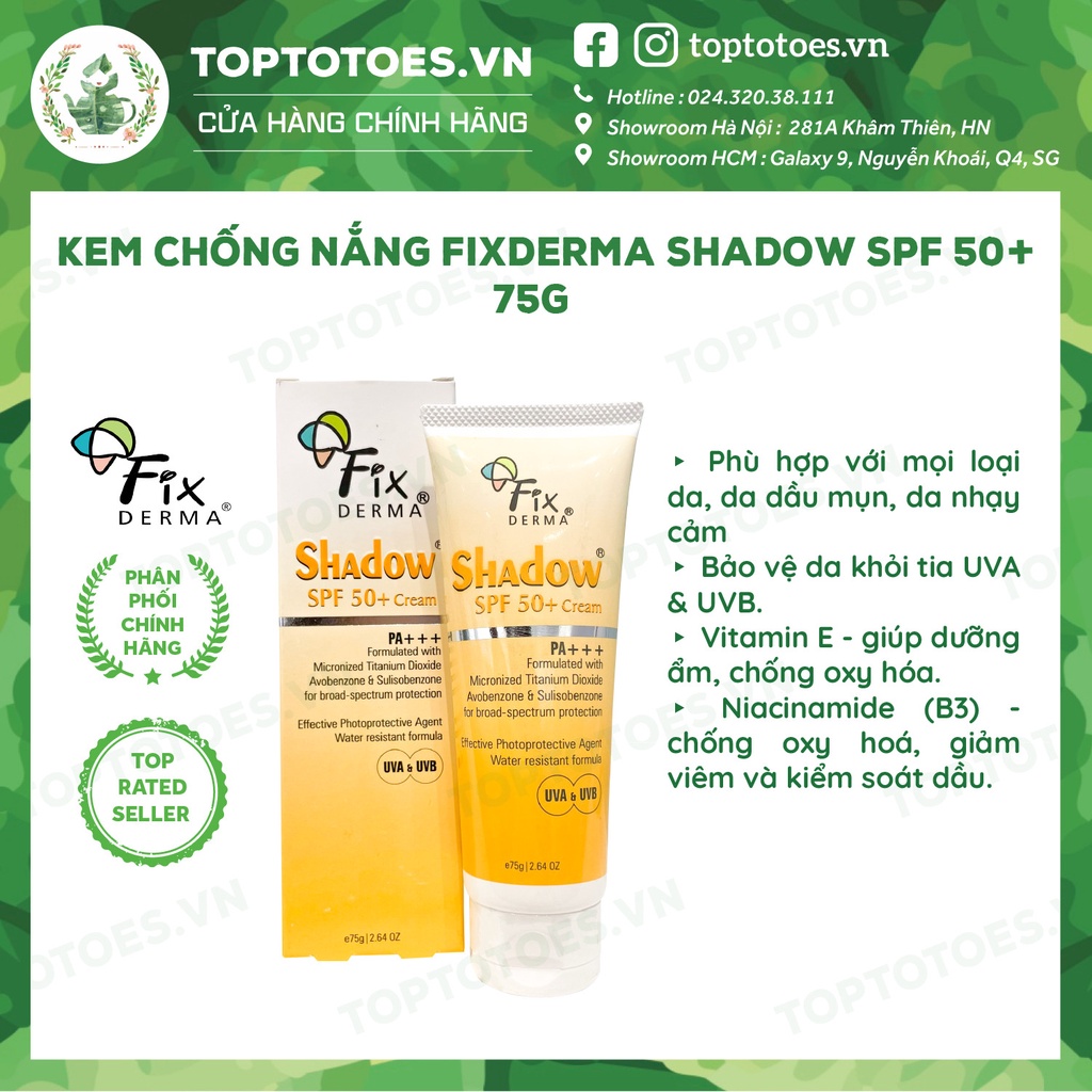 Kem chống nắng Fixderma Shadow SPF 50+ 75g