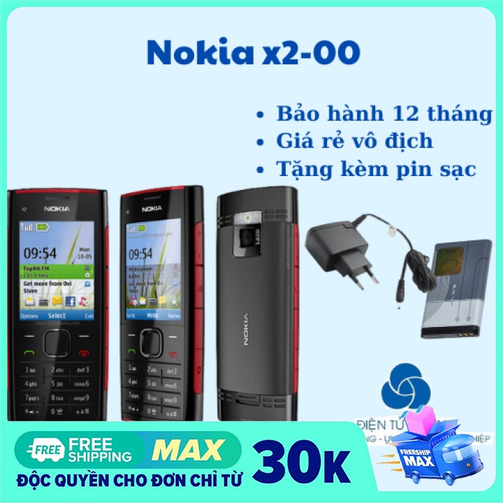 Điện thoại độc cổ nokia x2 00 pin khủng giá rẻ tặng pin và sạc -Bảo hành 12 tháng