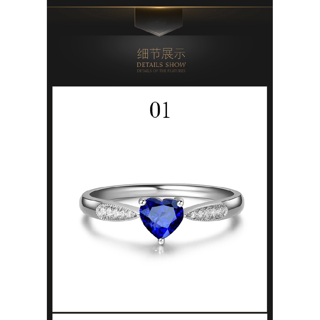 Nhẫn Bạc S925 Đính Đá Sapphire Xanh Hình Trái Tim Sang Trọng