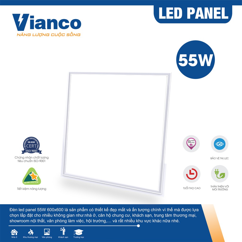 Đèn LED Panel Vianco 60x60 55W - PN1