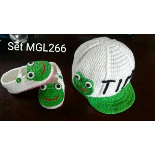 Set giày nón len cho bé
