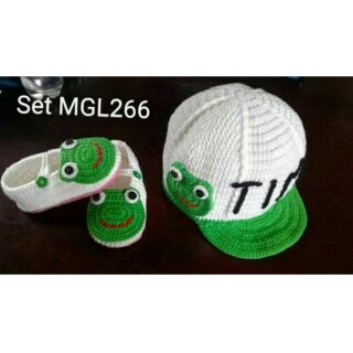 Set giày nón len cho bé