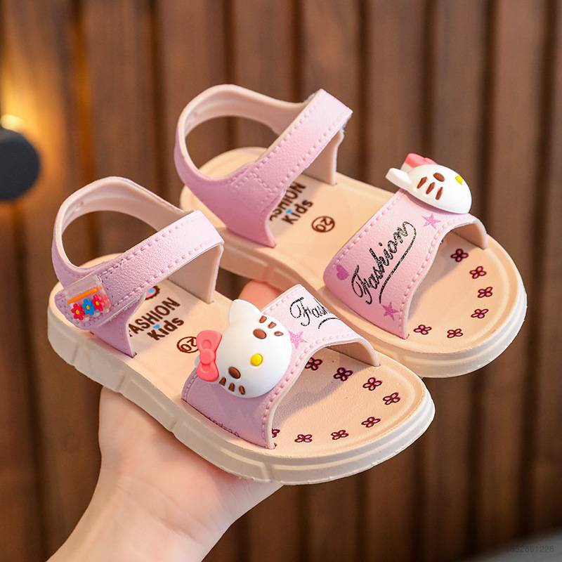 Xăng đan Đế Mềm Chống Trượt Thoáng Khí Họa Tiết Hello Kitty Dễ Thương Cho Bé Gái