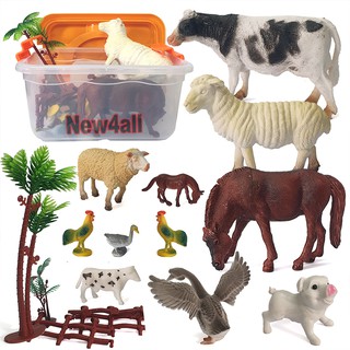 Bộ đồ chơi 18 mô hình động vật nuôi New4all Farm Land size to 5-16 cm cho bé 3 tuổi học tập & khám phá về trang trại