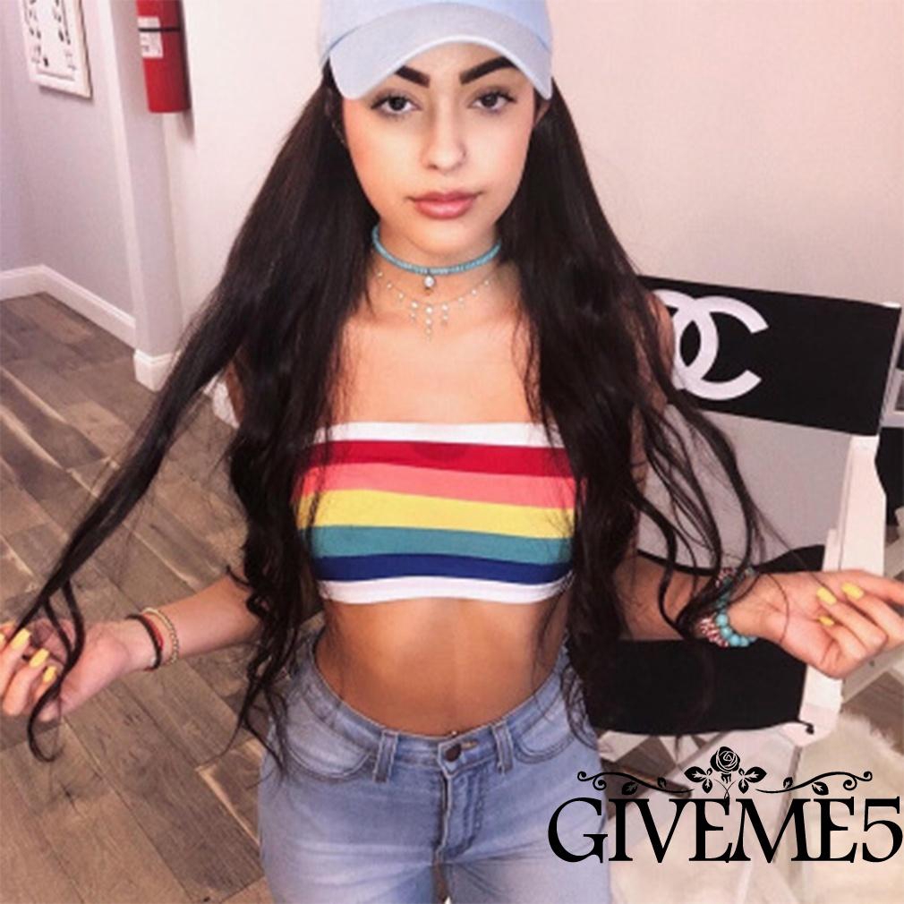 Áo lửng tập yoga màu sắc cầu vồng quyến rũ cho nữ