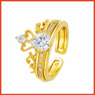 Nhẫn nữ đôi vương miện chất liệu titan mạ 18k không đen BM99