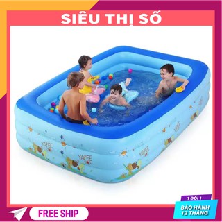 Bể bơi phao gia đình 3 tầng, bể bơi phao trong nhà cho bé kích thước 1m8 + 2m1