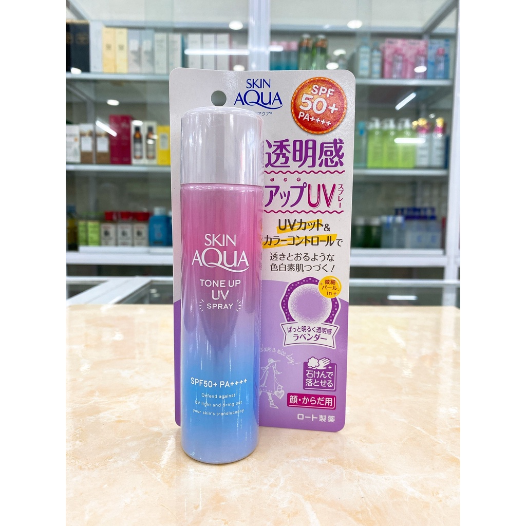 (SX Nhật Bản) Xịt Chống Nắng Trắng Da Rohto Skin Aqua Tone Up UV SPF 50+ PA++++ 70g