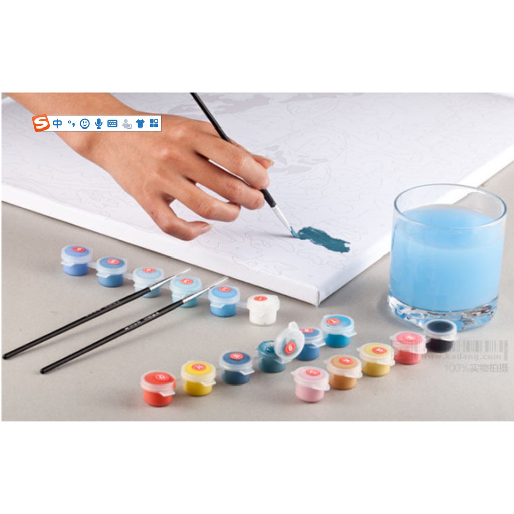 Tranh Sơn Dầu 20*20cm Tự Làm Hình Chó Và Mèo Dễ Thương Cho Trẻ Em