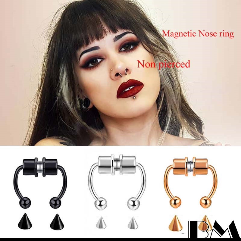 Khuyên mũi giả thép không gỉ 316L có nam châm tùy chọn màu sắc