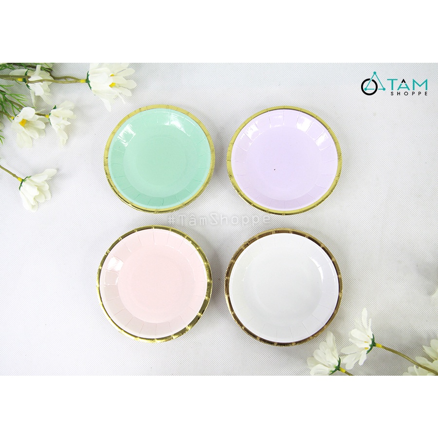 Đĩa giấy trang trí tiệc màu pastel lục giác tròn  DG-06