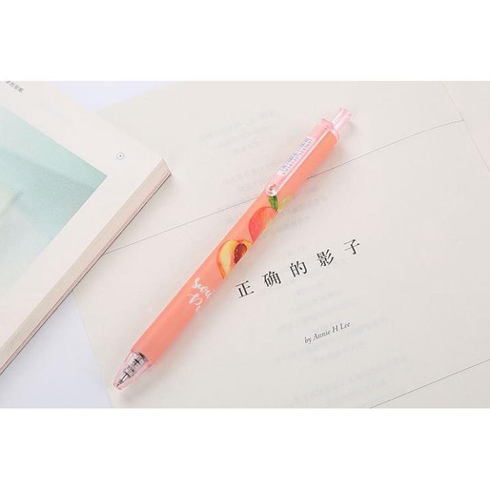 Bút Gel Bấm Quả Đào Mực Đen 0,5mm Dễ Thương H164