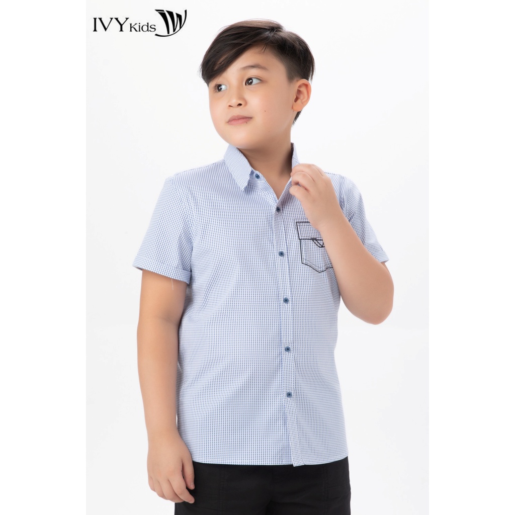 Áo sơ mi bé trai phối túi giả IVY moda MS 16K1470
