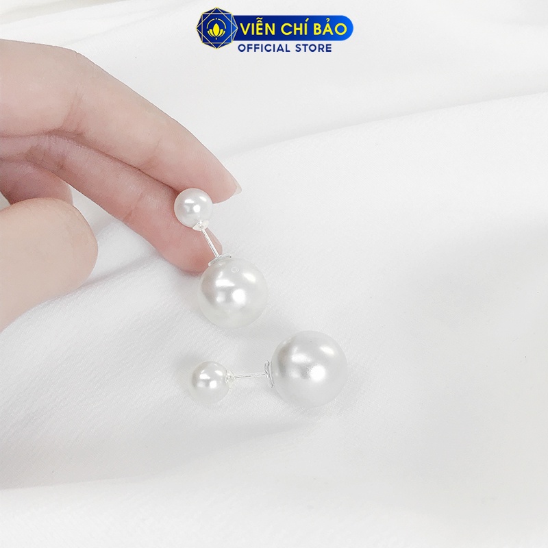 Bông tai bạc nữ Dior đính trái châu chất liệu bạc S925 thời trang phụ kiện trang sức nữ Viễn Chí Bảo B400274