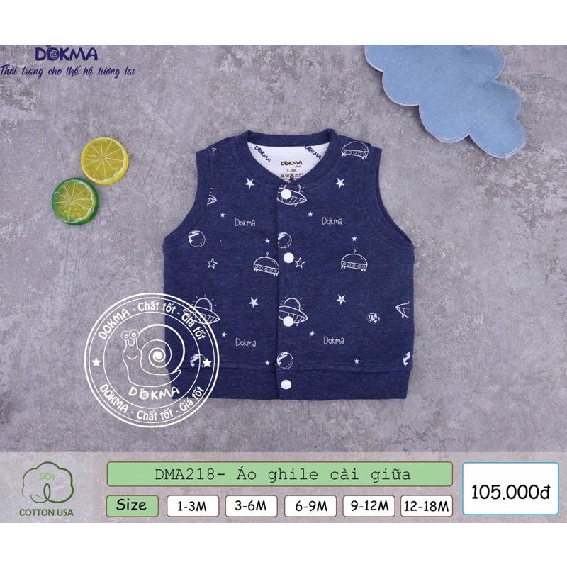 Áo gile cài giữa DOKMA DMA218 SIZE 1-18M ( chọn màu nhắn tin shop )