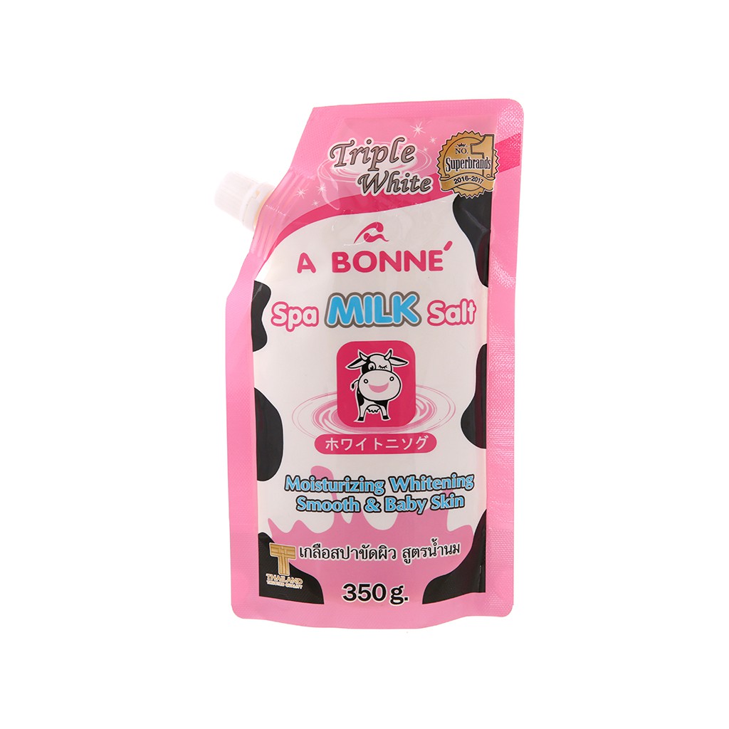 Muối tắm tẩy tế bào chết sữa bò A Bonne Spa Milk Salt nhập khẩu Thái Lan, hạt min thơm mùi sữa, làm sạch da. KL 350g