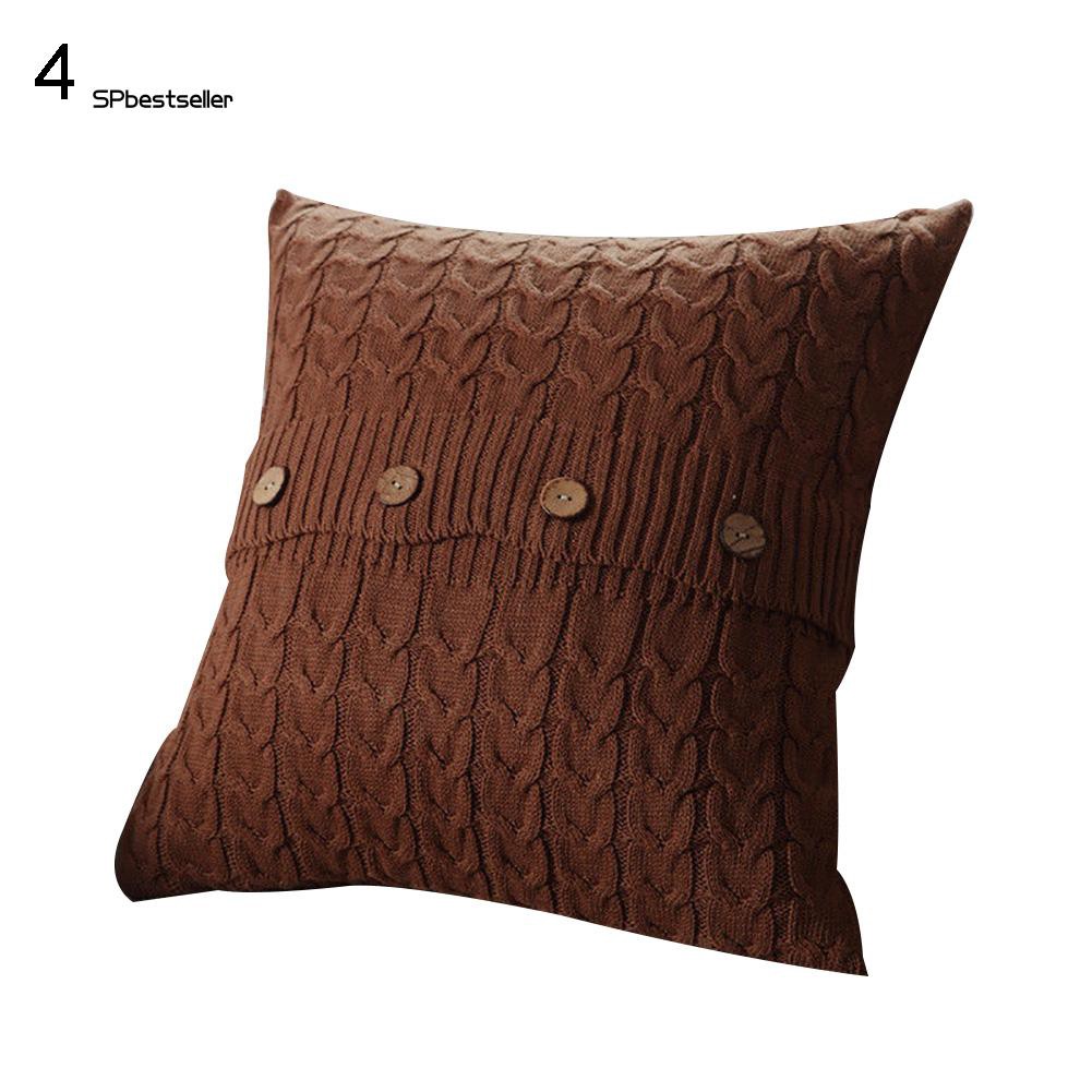 Vỏ gối vuông đan len liền mạch phong cách độc đáo