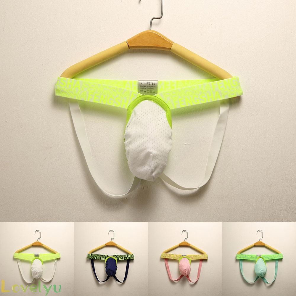 【Ready Stock】Men Thong Sheer Mesh Panties Elastic U Convex Pouch Sexy Breathable Underwear@New