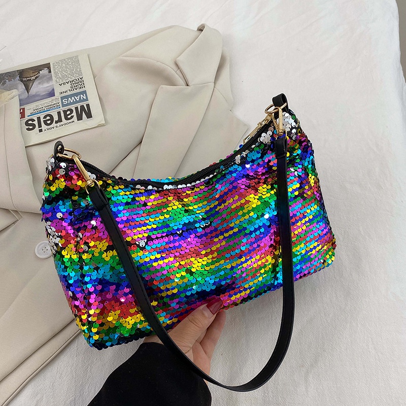 Túi Đeo Vai Đính Kim Sa Lấp Lánh Thiết Kế Đơn Giản Thời Trang