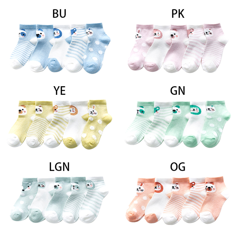 Bộ 5 Đôi Vớ In Hình Động Vật Đáng Yêu Cho Bé Jp1