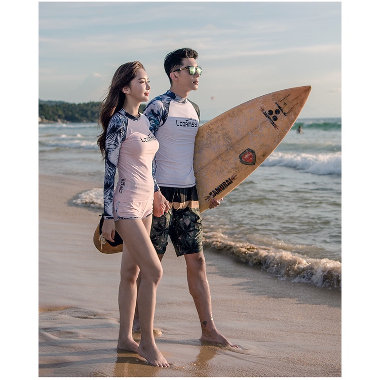 Áo bơi tay dài / Quần bơi ngắn nhanh khô chống nắng không gây kích ứng phong cách cặp đôi cho nam hoặc nữ