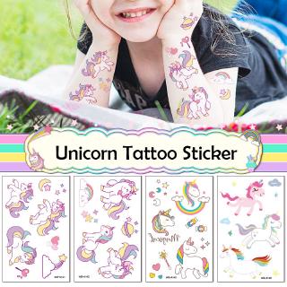 Dễ Thương (Hàng Mới Về) Miếng Dán Hình Xăm Tạm Thời Hình Kỳ Lân Đáng Yêu Cho Bé