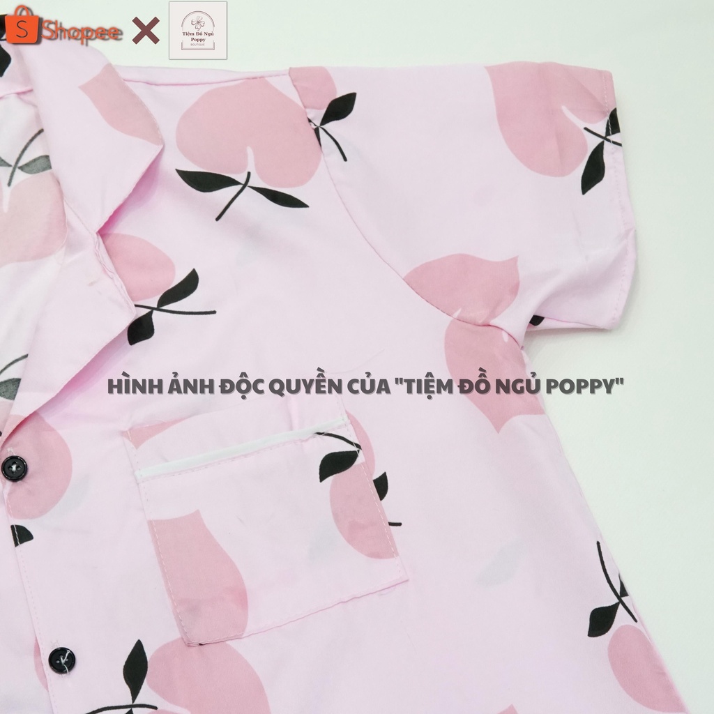 Đồ bộ pijama cộc đùi chất liệu kate thái Pyjama nữ hàn quốc đẹp bộ ngủ nữ dài tay cộc đùi họa tiết