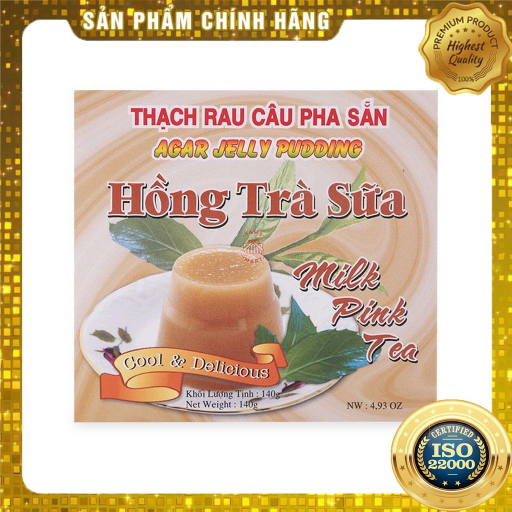 [ Yams Mart ] Thạch Rau Câu Pha Sẵn Hồng Trà Sữa 3K Hộp 140G