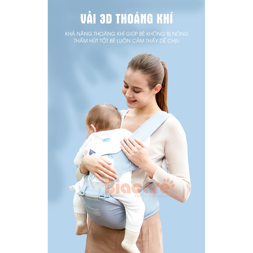 Địu Vải 5D Chống Gù Chính Hãng BiaCare Cho Bé Từ 0-36 Tháng Tuổi