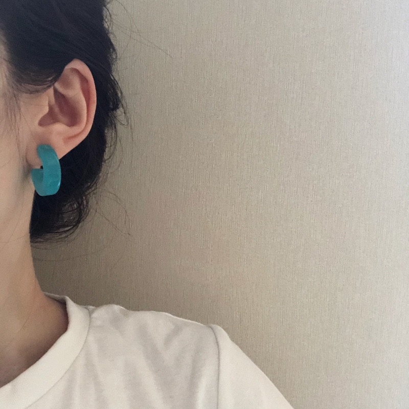 The Bleu | Bông tai xanh ngọc đi biển phong cách Hàn Quốc đuôi bạc 925 | E183