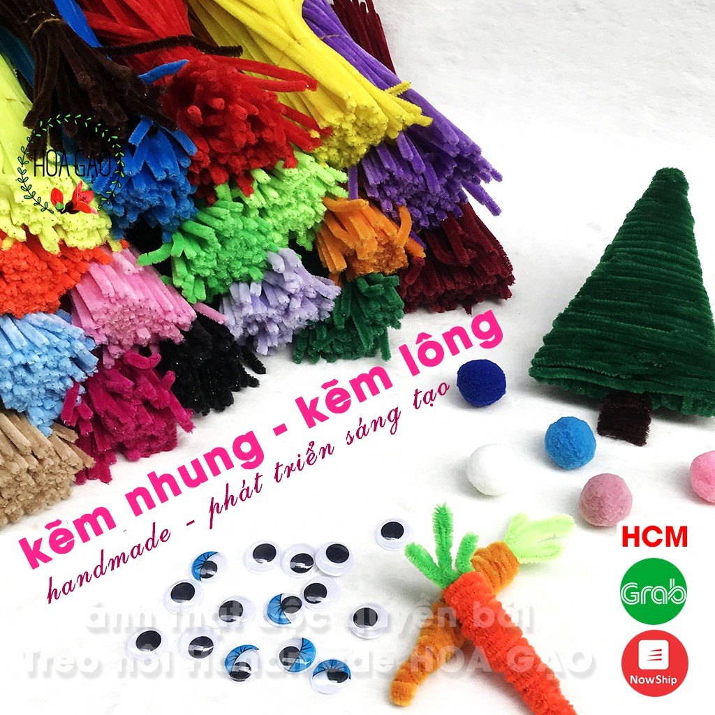 Kẽm nhung, kẽm lông bó 10 sợi HOA GẠO GKL loại tốt làm đồ chơi cho bé handmade chất lượng freeship
